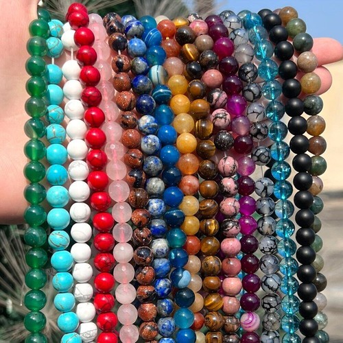 Natural gemstone round spacer - natural,